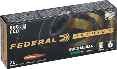 Federal Premium Gold Medal Sierra MatchKing Boat Tail Hollow Point 69 Grain .223 Remington 2950 fps