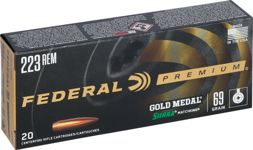 Federal Premium Gold Medal Sierra MatchKing Boat Tail Hollow Point 69 Grain .223 Remington 2950 fps