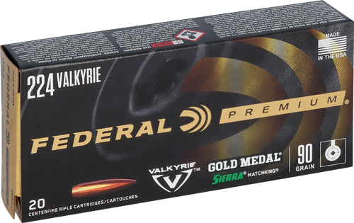 Federal Premium Gold Medal Sierra MatchKing Boat Tail Hollow Point 90 Grain .224 Valkyrie 2700 fps