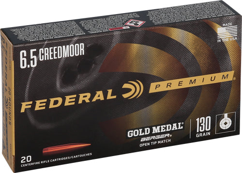 Federal Premium Gold Medal Berger Hybrid Open Tip Match 130 Grain 6.5mm Creedmoor 2875 fps