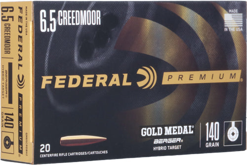 Federal Gold Medal Rifle Ammo 6.5 Creedmoor 140 gr. Berger Hybrid Target 20 rd.