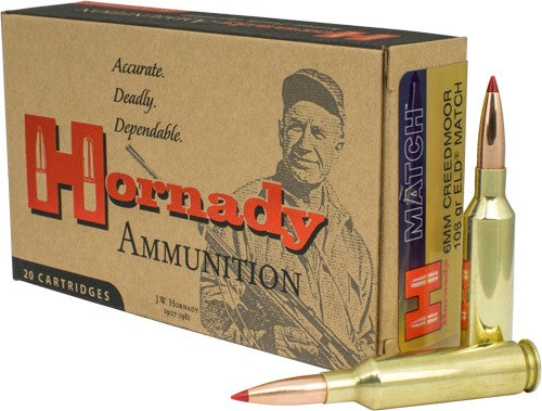 Hornady ELD Match Extremely Low Drag-Match 108 Grain 6mm Creedmoor 2960 fps