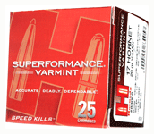 Hornady Superformance Varmint .17 Hornet 20 grain Hornady V-Max ammunition