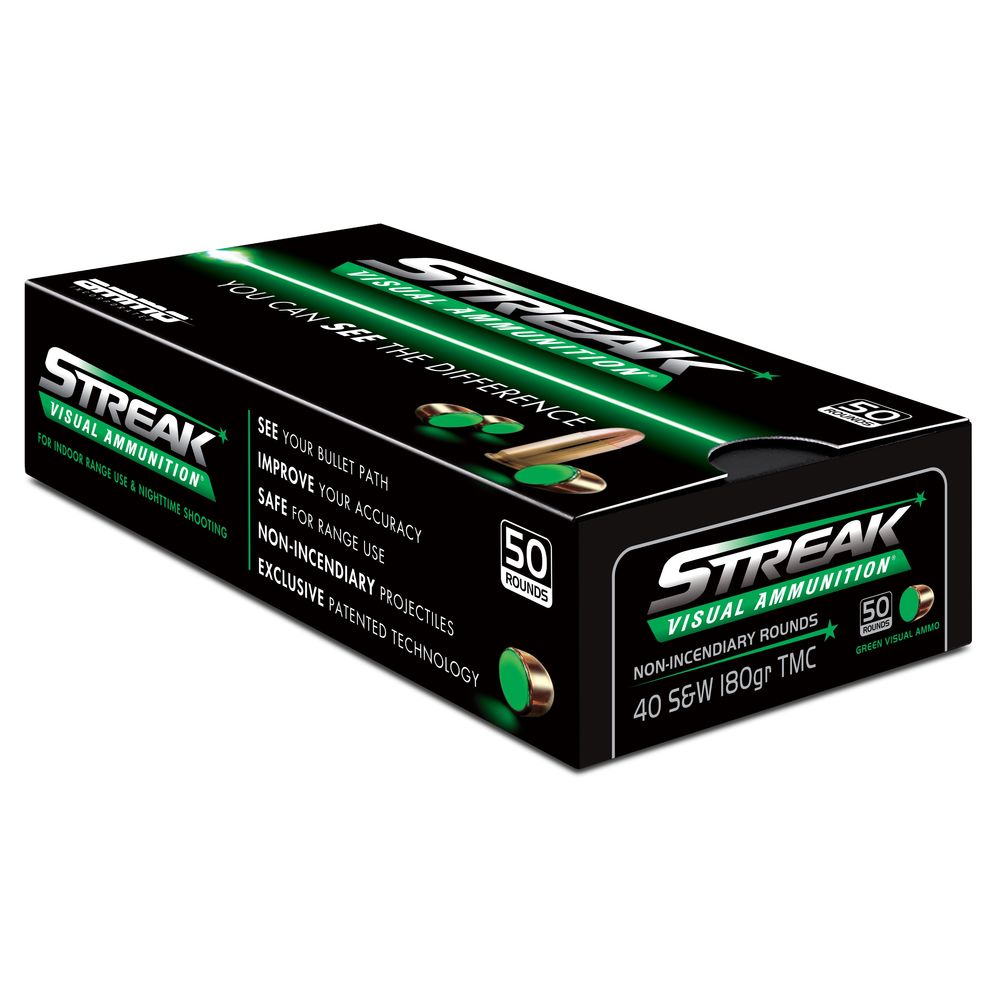 Ammo Inc Streak Visual GREEN .40 S&W 180 grain Total Metal Case ammunition