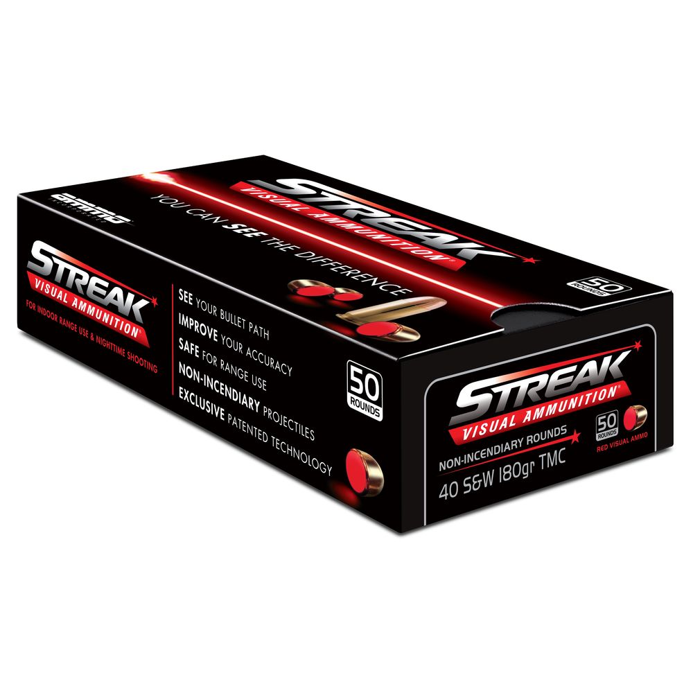 Ammo Inc Streak Visual RED .40 S&W 180 grain Total Metal Case ammunition