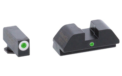 AmeriGlo I-Dot Pistol Night Sights for Glock 42 & 43, Green Tritium White Front Outline, Green Tritium Rear