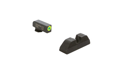 AmeriGlo Protector Series Night Sight for Glock Gen 5 9/40, Green Tritium with LumiGreen Outline Front, Black Serrated Rear, Black Matte