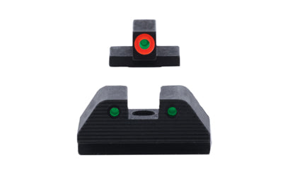AmeriGlo Trooper Series Night Sight SW-817 for Smith & Wesson M&P M2.0, Green Front Orange Outline, Green Tritium SQ Rear, Black Matte