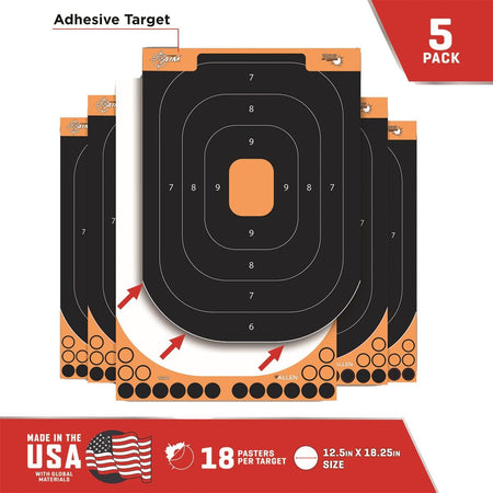 Allen Splash Adhesive Handgun Training Targets 5 Pack 12x18" Orange Black