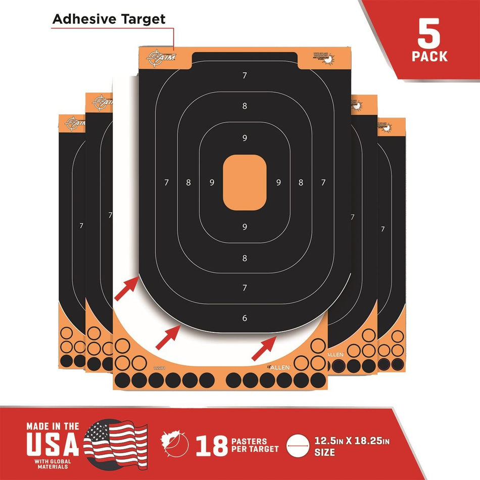 Allen Splash Adhesive Handgun Training Targets 5 Pack 12x18" Orange Black