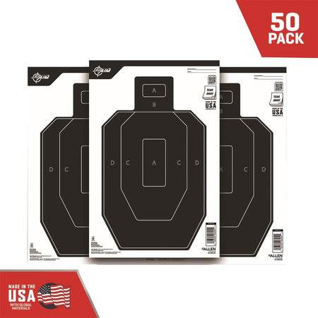 Allen EZ Aim Paper IPSC Targets 12x18 Black White Half Size 50/ct