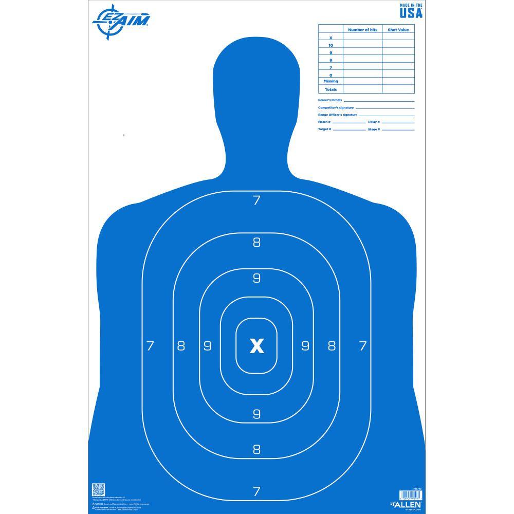 Allen EZ Aim B27 Silhouette Paper Target Blue 23" x 35" 50 Count