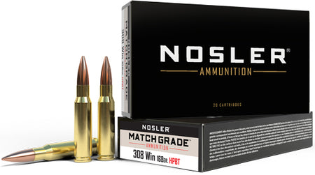Nosler Match Custom Competition Jacketed Hollow Point 168 Grain .308 Win / 7.62x51mm
