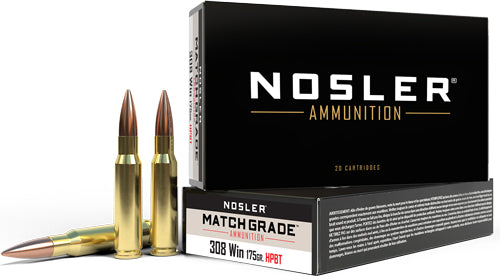 Nosler Match Grade Custom Competition Hollow Point Boat Tail 175 Grain .308 Win / 7.62x51mm 2600 fps