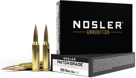 Nosler Match Grade RDF Hollow Point Boat Tail 130 Grain .260 Remington 2900 fps