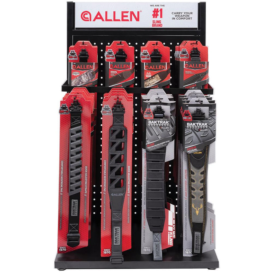 Allen Firearms Sling Display with 48 Slings in 6 Styles Including Rack and Sign