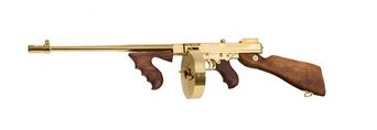 Thompson T150DTG 1927A-1 Deluxe 45 ACP Caliber with 16.50" Barrel, 20+1 Capacity (Stick), 50+1 Capacity (Drum), Titanium Gold Metal Finish, American Walnut Stock Wood Grip Right Hand