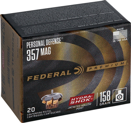 Federal Premium Personal Defense Hydra-Shok Jacketed Hollow Point 158 Grain .357 Magnum 1240 fps