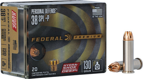 Federal Premium Personal Defense Hydra-Shok Deep Hollow Point 130 Grain .38 Special 900 fps