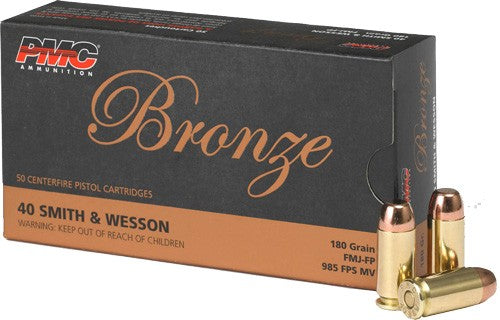 PMC Bronze Full Metal Jacket Flat Point 180 Grain .40 S&W 985 fps