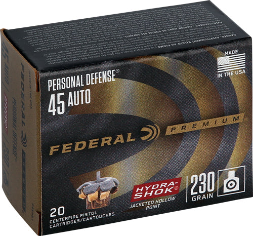 Federal Premium Personal Defense Hydra-Shok Jacketed Hollow Point 230 Grain .45 ACP/Auto 900 fps