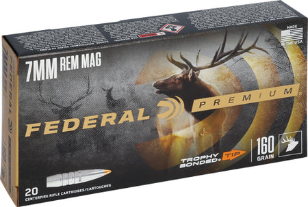 Federal Premium Bonded Hollow Point Trophy Bonded Tip 160 Grain 7mm Remington Mag 2900 fps