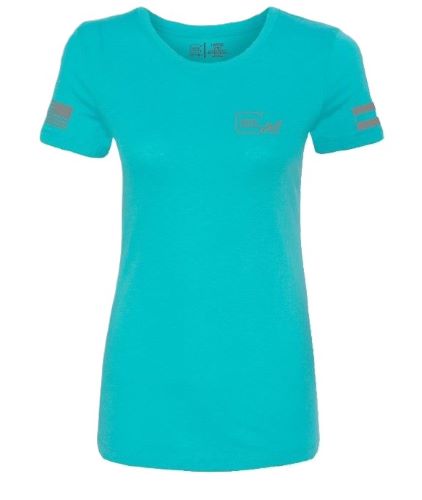 GLOCK LADIES "GLOCK GIRL FLAG TEE" SHORT SLEEVE MED TEAL
