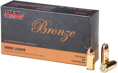 PMC Bronze Jacketed Hollow Point 115 Grain 9mm Luger/Parabellum 1160 fps