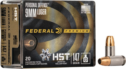 Federal Premium Personal Defense HST Jacketed Hollow Point 147 Grain 9mm Luger/Parabellum 1000 fps