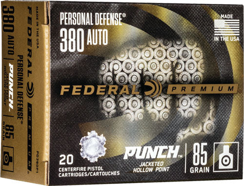 Federal Premium Personal Defense Punch Jacketed Hollow Point 85 Grain .380 ACP/Auto 1000 fps