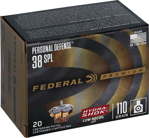 Federal Premium Personal Defense Low Recoil Hydra-Shok Jacketed Hollow Point 110 Grain .38 Special 980 fps