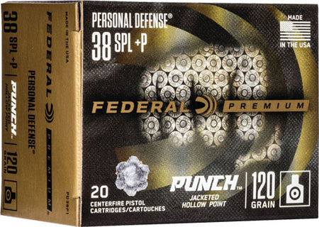 Federal Premium Personal Defense Punch Jacketed Hollow Point 120 Grain .38 Special 1000 fps