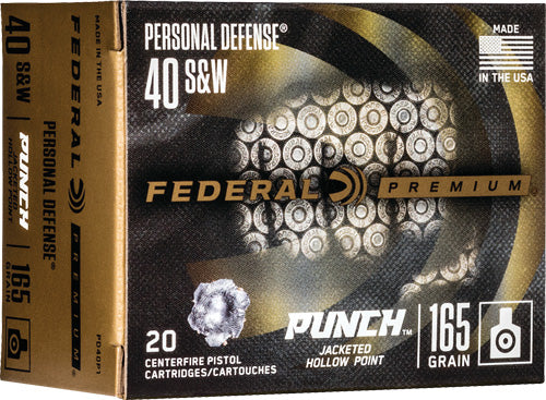 Federal Premium Personal Defense Punch Jacketed Hollow Point 165 Grain .40 S&W 1130 fps