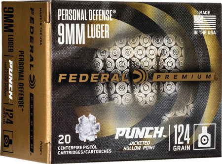 Federal Premium Personal Defense Punch Jacketed Hollow Point 124 Grain 9mm Luger/Parabellum 1150 fps