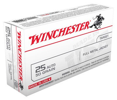 Winchester USA Full Metal Jacket 50 Grain .25 ACP 760 fps