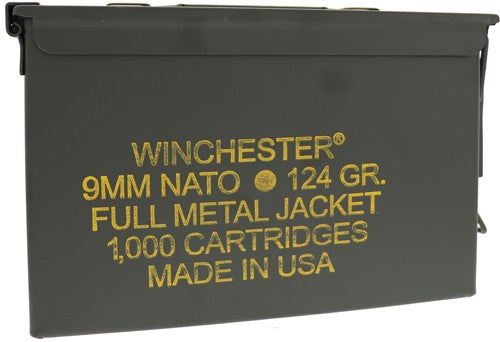 Winchester USA Nato Ammo Can 9mm Luger / Parabellum 124 grain Full Metal Jacket ammunition