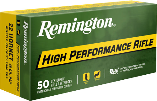 Remington High Performance Rifle .22 Hornet 45 grain Pointed Soft Point ammunition
