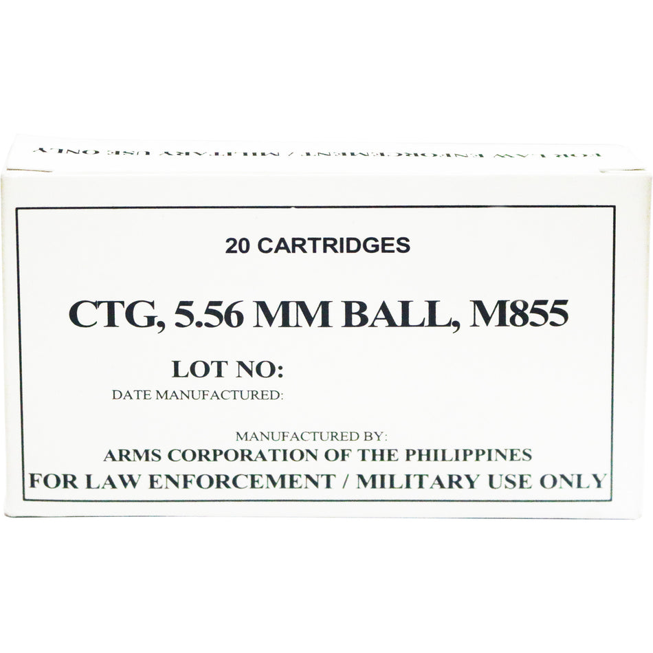 Armscor M855 5.56x45mm NATO 62 grain Full Metal Jacket ammunition