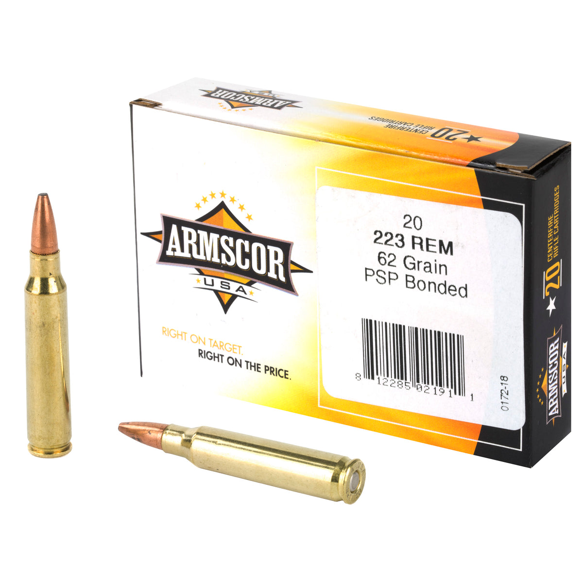 Armscor  .223 Remington 62 grain Soft Point Boat Tail ammunition