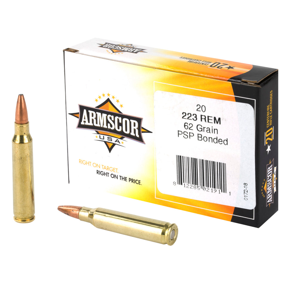Armscor  .223 Remington 62 grain Soft Point Boat Tail ammunition