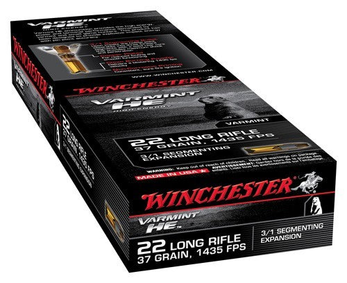 Winchester Varmint HE Varmint High Energy LEAD HOLLOW POINT 37 Grain .22 Long Rifle 1400 fps
