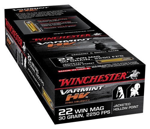 Winchester Varmint HV Jacketed Hollow Point 30 Grain .22 WMR 2250 fps