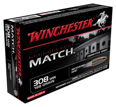Winchester Match .308 Win / 7.62x51mm 168 grain Sierra MatchKing Boat Tail Hollow Point ammunition