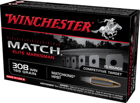 Winchester Elite Marksman Sierra MatchKing Boat Tail Hollow Point 169 Grain .308 Win / 7.62x51mm 2755 fps