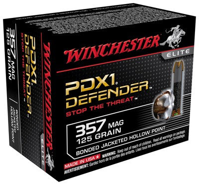 Winchester PDX1 Defender Elite .357 Magnum 125 grain Bonded Jacket Hollow Point ammunition
