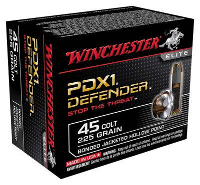 Winchester PDX1 Defender Elite Bonded Jacket Hollow Point 225 Grain .45 Long Colt 850 fps
