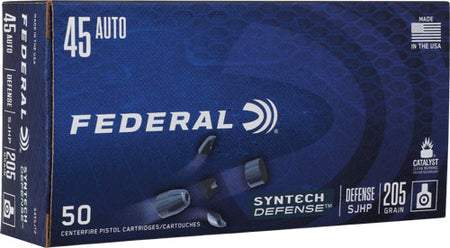 Federal Syntech Defense .45 ACP/Auto 205 grain Segmented Jacketed Hollow Point ammunition