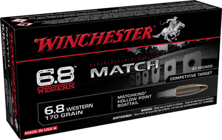 Winchester Match 6.8 Western 170 grain Sierra MatchKing Boat Tail Hollow Point ammunition