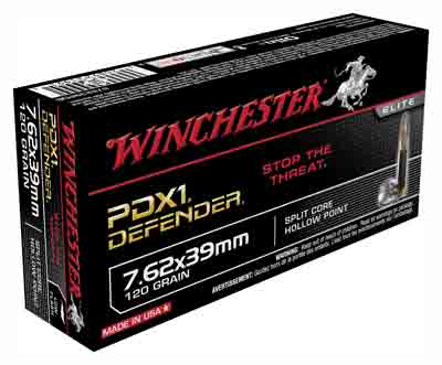 Winchester PDX1 Defender 7.62x39mm 120 grain Split Core Hollow Point ammunition