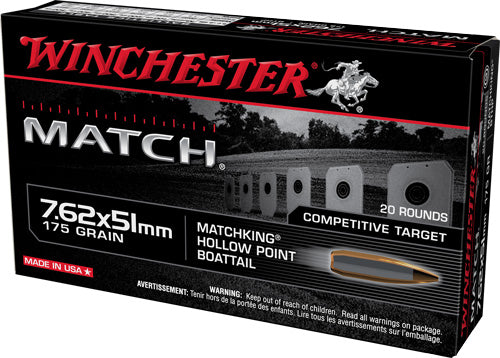 Winchester Match .308 Win / 7.62x51mm 175 grain Sierra MatchKing Boat Tail Hollow Point ammunition